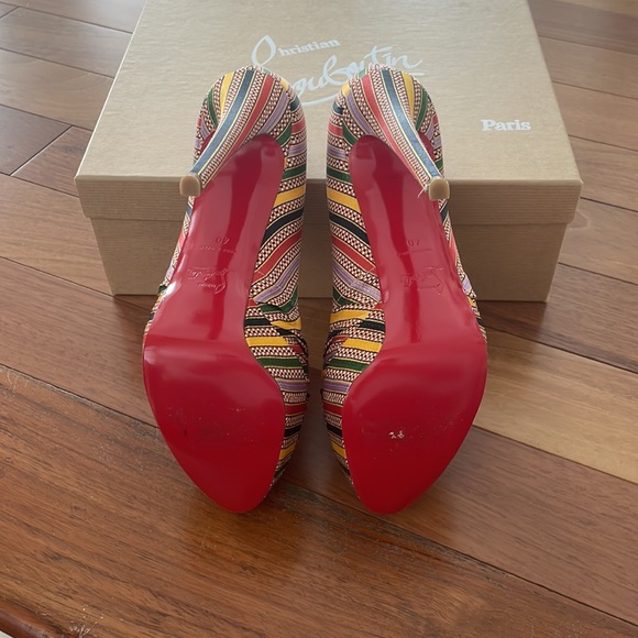 Louboutin Heels. Greissimo Pump 140 Damas Fabric. Multi Colour. - Picture 5 of 5